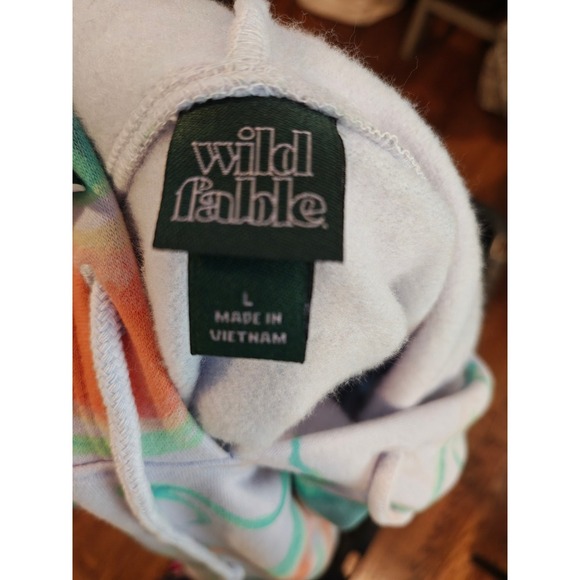 Wild Fable Women Large Purple Green Orange Swirl Crop Hoodie Skater Fairy Whimsy - Picture 4 of 4